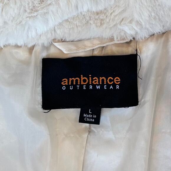 Ambiance Outerwear Faux Fur Shearling Teddy Jacket Ivory Womens Size Large - Picture 6 of 9